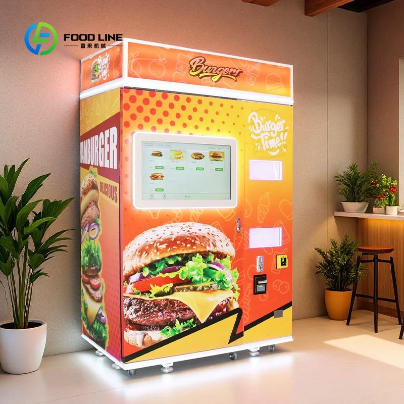 Automatic smart burger vending machine QR code coin payment steel structure cloud-based management wholesale price