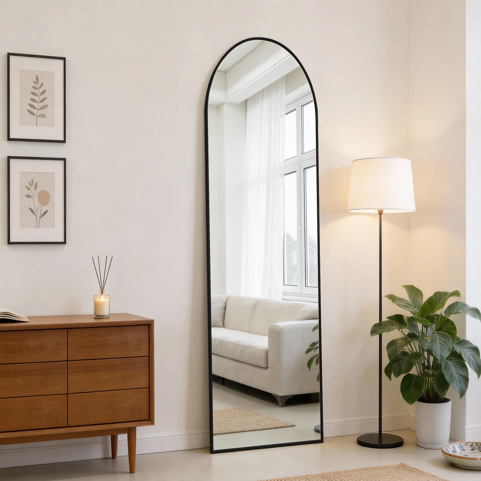 mirror in living room setup