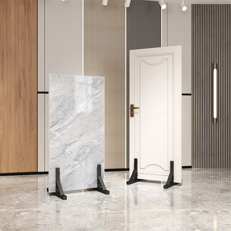 Tile large board display stand Vertical floor-to-ceiling ceramic shelf Sample wooden door display stand