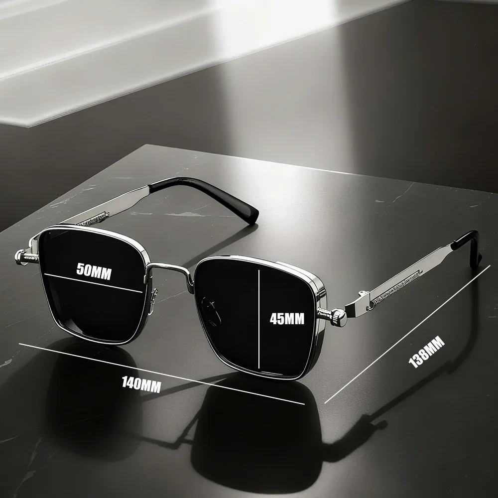 1/3PC Vintage Steampunk Quadratische Sonnenbrille mit Metallrahmen, Unisex Retro Grunge Punk Brille für Alltagsmode, Karnevalspartys, UV400 – Detail 2