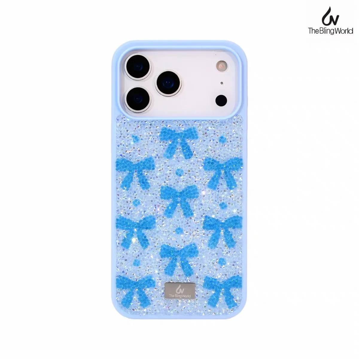The Bling World polka dot bow-shaped diamond-studded phone case, suitable for iPhone
