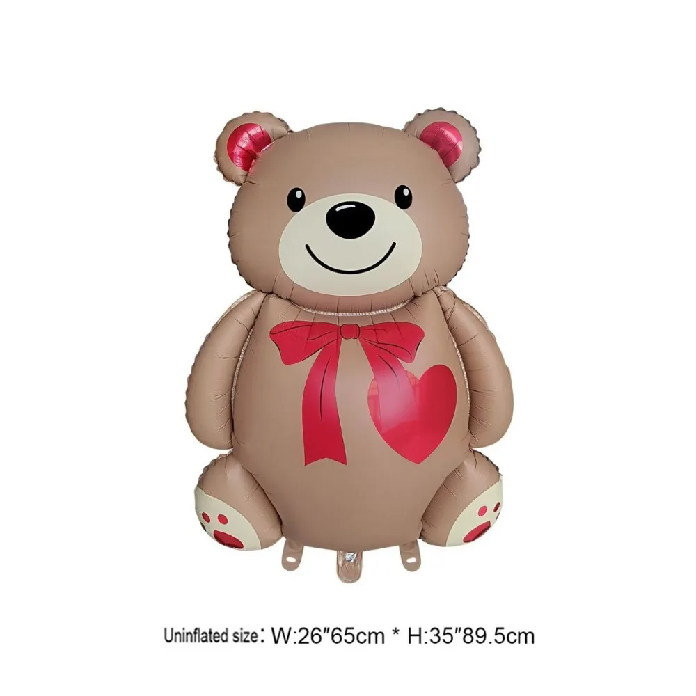 Button Bow Love Heart Foil Balloons Golden Assemble Matte Finish Bear Balloon Giant Size Animal Shaped 3D Balloon Birthday Party