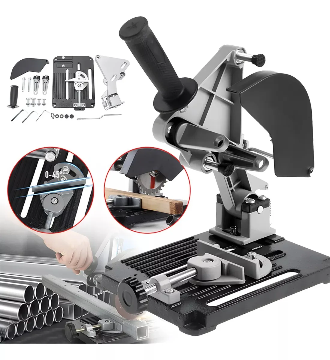 Universal Angle Grinder Stand Cast Iron Base Fixed Cutting  Stand for 100-125mm Angle GrinderWoodworking Power Tool Accessory