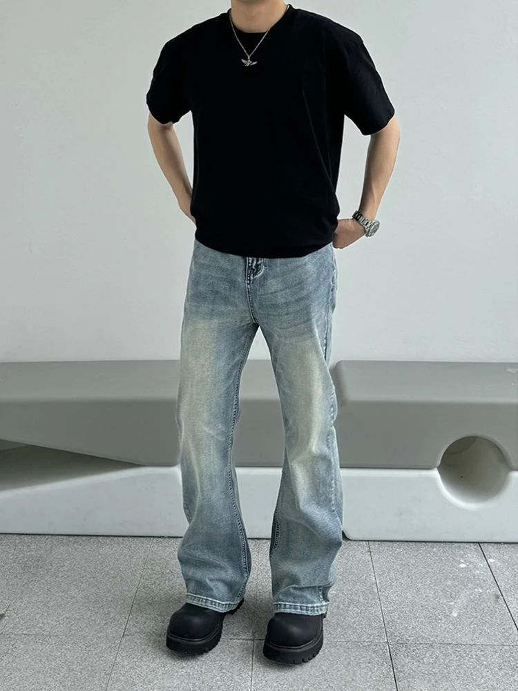 

Мужские джинсы Cleanfit American High Street, светло-голубые, прямые, свободные, расклешенные, стройнящие, длинные брюки для весны и осени