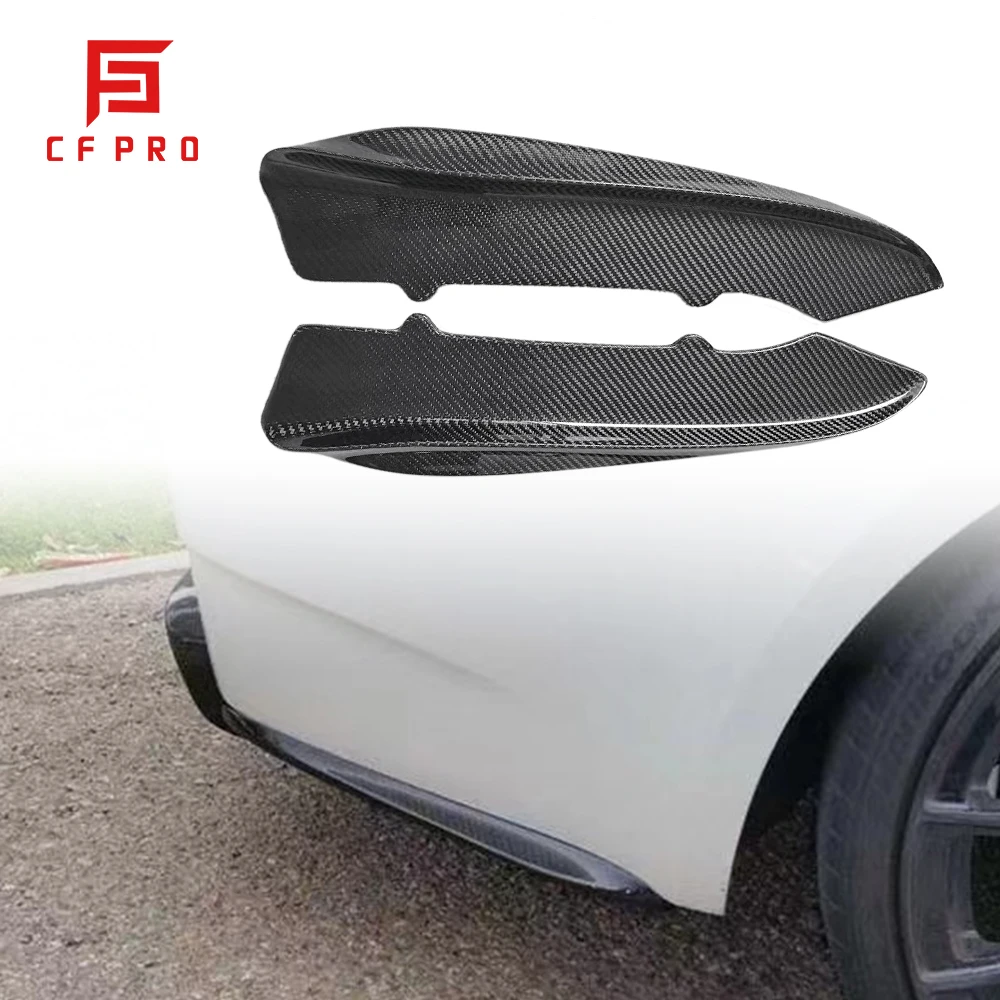 True carbon Fiber Car Rear Insurance Rear Splitter Left And Right Corner Cover Lip  For BMW 3Series E92 Accessories