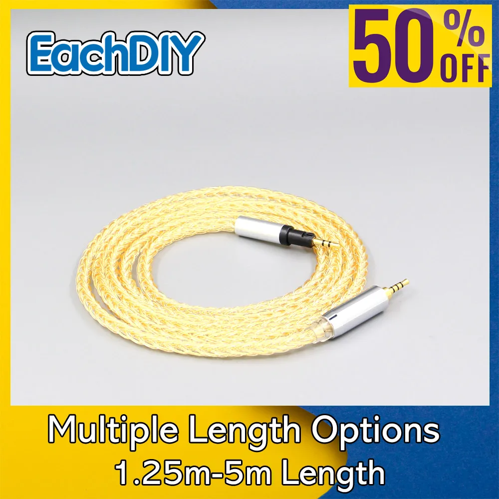 

8 Core 99% 7n Pure Silver 24k Gold Plated Earphone Cable For Austrian Audio Hi-X15 Hi-X65 Hi-X50 X55 Headphone 8793