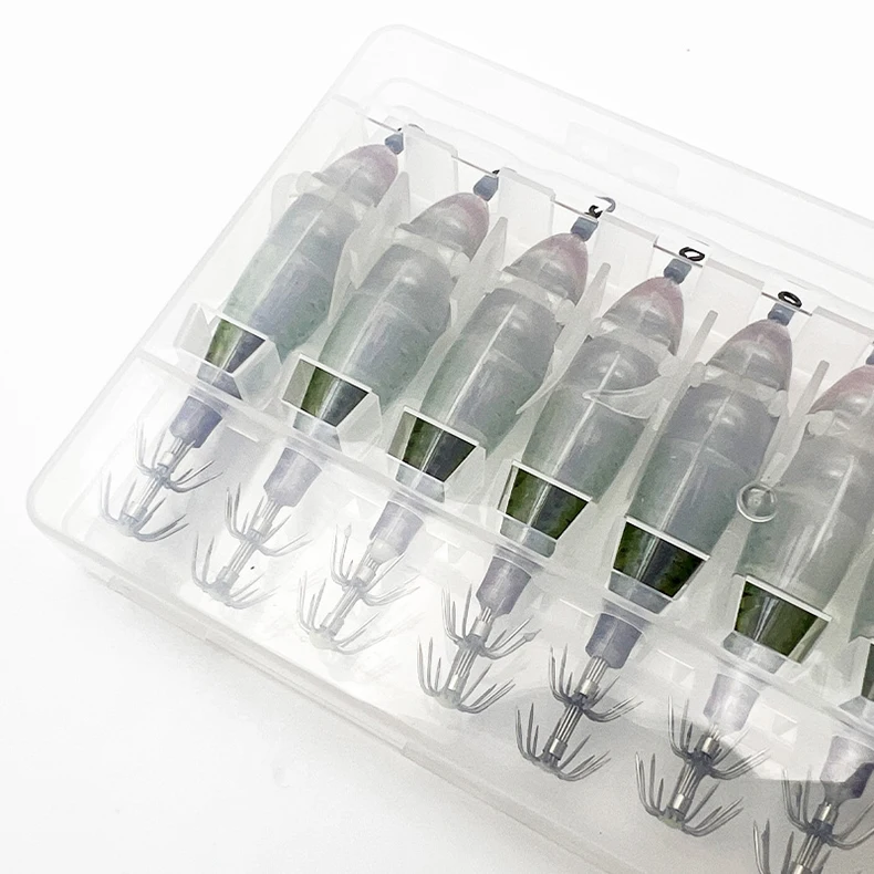 ShareShark 10 Stück/Box 8cm/5,7g Garnelen-Angelköder Leuchtender Tintenfisch-Jig-Haken Meeresfischerei-Zubehör Künstlicher Köder Oktopus-Köder – Detail 13