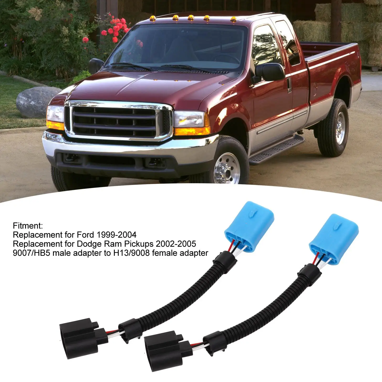 9007 To H13 Headlight Harness Direct Replacement Plug and Play Headlight Conversion Harness Temperature Resistant for pickups