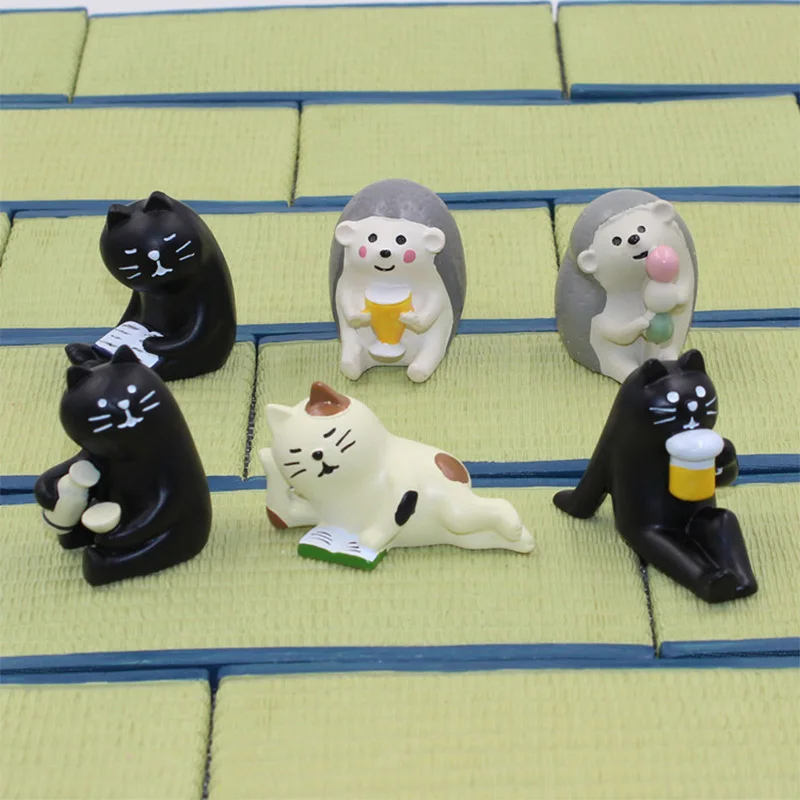 1pc Decole Black Cat Miniature Figurines Black Zakka Wedding Couple Cake Decoration Home Garden