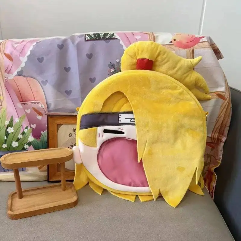 Wholesale  Ninja Deidara Kawaii Cosplay Lolita Girls Itbag Big Face Plush Stuffed Backpack Funny Bag Wallet Decor Fans Gift