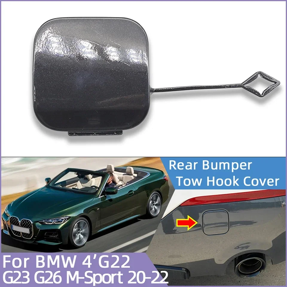 For BMW 4 M Bumper G22 G23 G26 2020 2021 2022 Rear Bumper Towing Hook Cover Cap Decoration Lid Hauling Trailer Shell Piano Paint