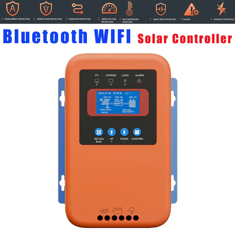 MPPT Solar Charge Controller 12V/24V/36V/48V/60V Charging Household Controllers 60A/80A/100A LCD Display Solar Panel Regulator