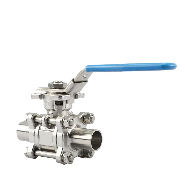 

High Platform All Welded 316L Sanitary Stainless Steel Manual Control 3PC Ball Valve With Long Handles