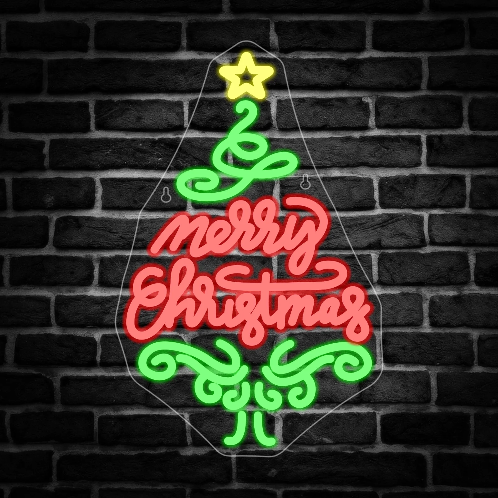 คริสต์มาส Xmas Neon Sign Christmas Tree Wall Decor LED Light Up ป้ายหรี่แสงได้ตกแต่งห้องสําหรับ Home Shop โคมไฟ USB Power