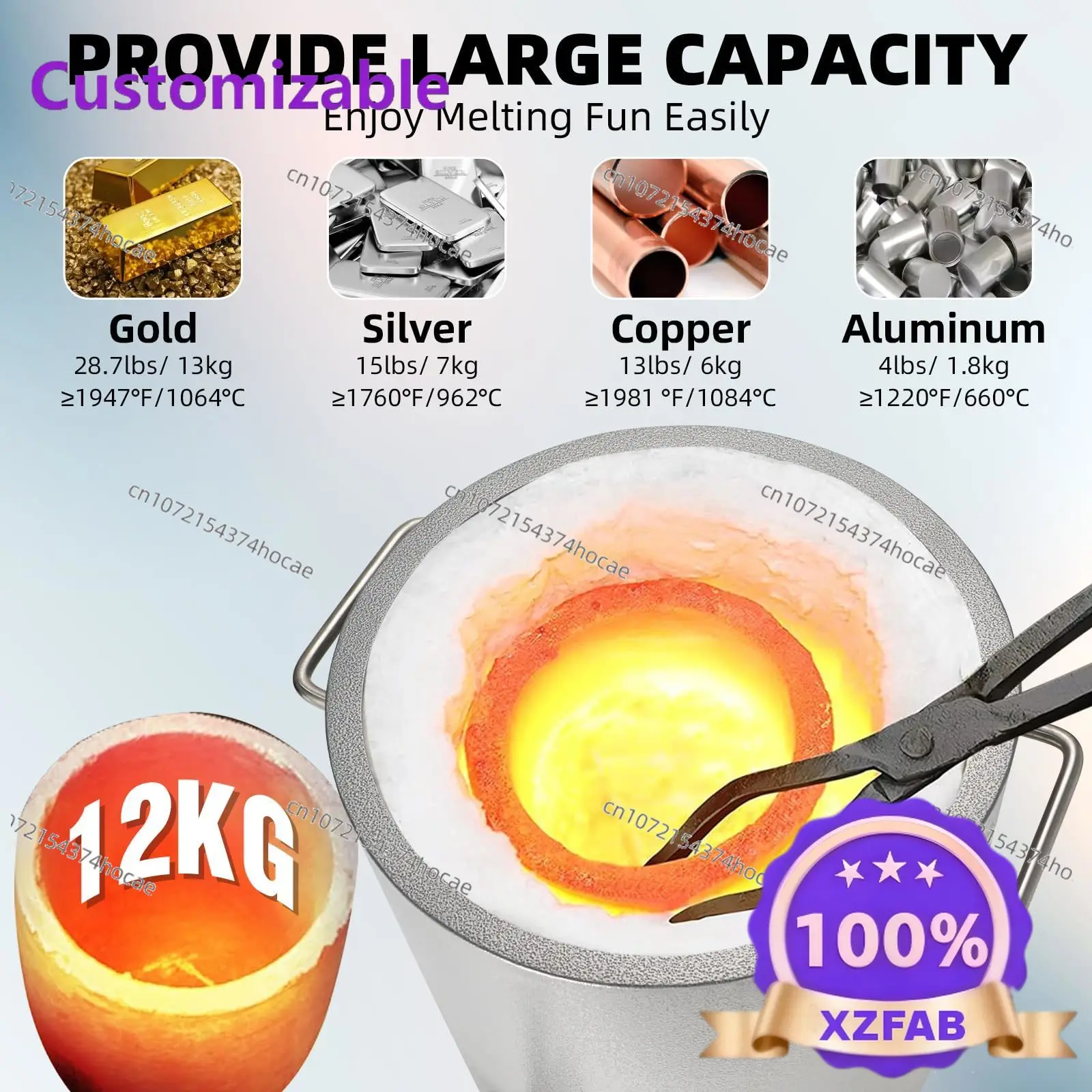 Factory Direct 2026 6/12KG Melting Furnace Kit with Crucible & Tongs Kiln Smelting Gold Silver Copper Metal Alloys Recycle and R