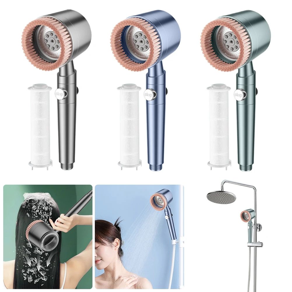 5 Modes Adjustable Bathroom Shower Head High Pressure Handheld Shower Heads Water Saving Round Filtration Showerhead Accessories