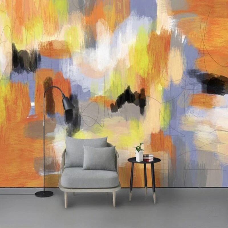 Fashionable and simple Nordic and European style hand-painted graffiti oil painting TV luxurious home decoration background wall