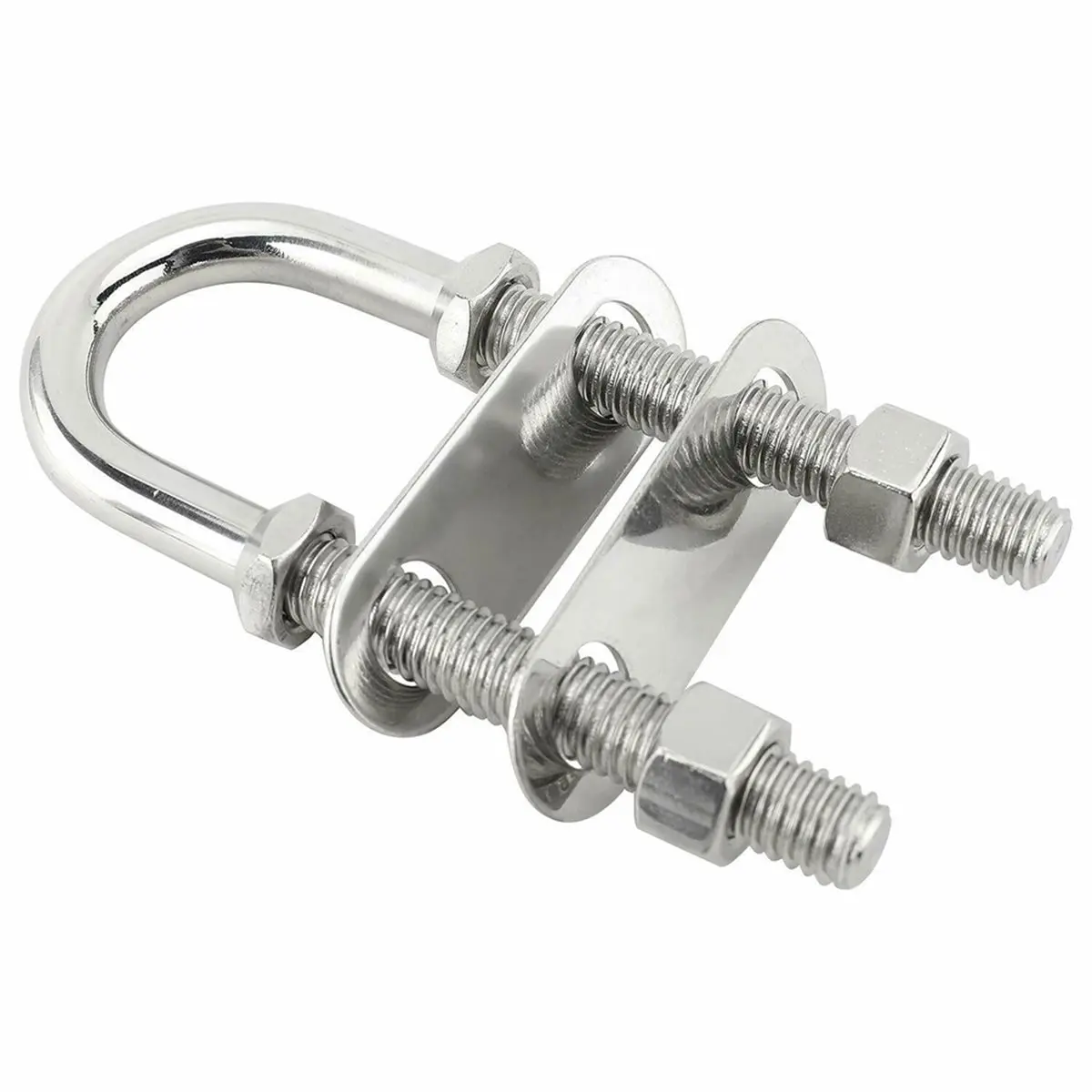 Home Tool 2-Pack Dia Stainless Steel Marine Boat Stern Eye Tie Down U Bolt, Adjustable Nuts