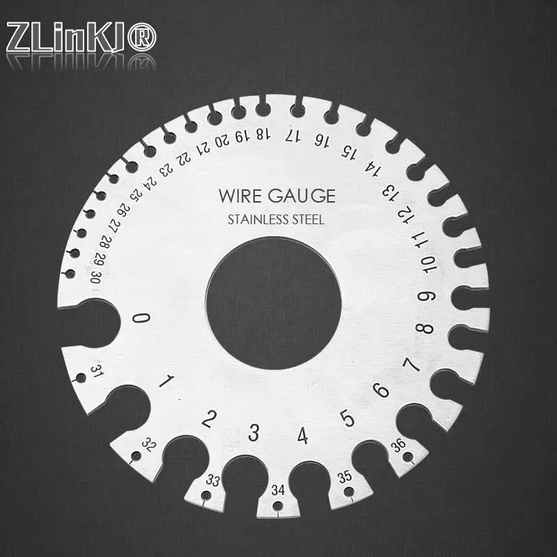 0-36 Round AWG SWG Wire Gauge Thickness Ruler Gauge Diameter Stainless Steel Measurer Tool Welding Inspection Wire Gauge