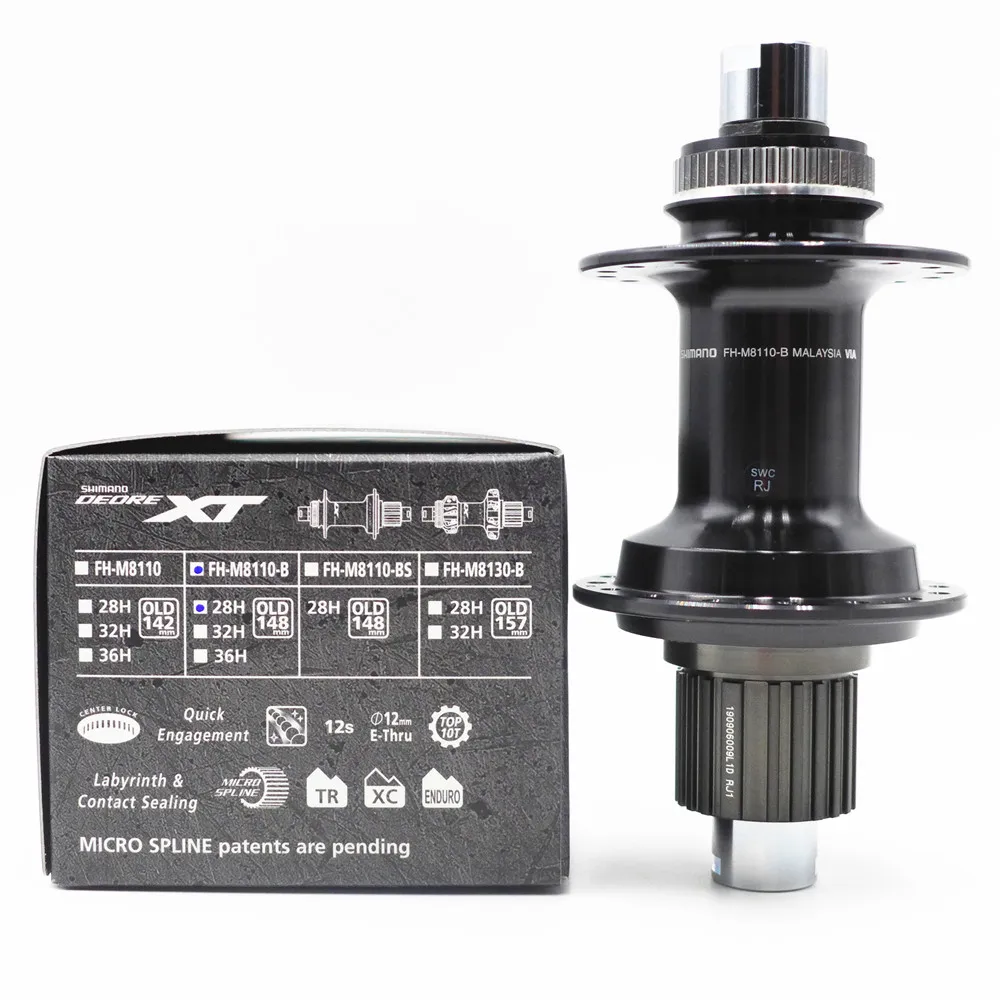 Shimano XT FH-M8110 Mountain Bike Center Lock Hub MICRO SPLINE 12 Speed Rear Freehub 32&28 Holes 142mm 148mm