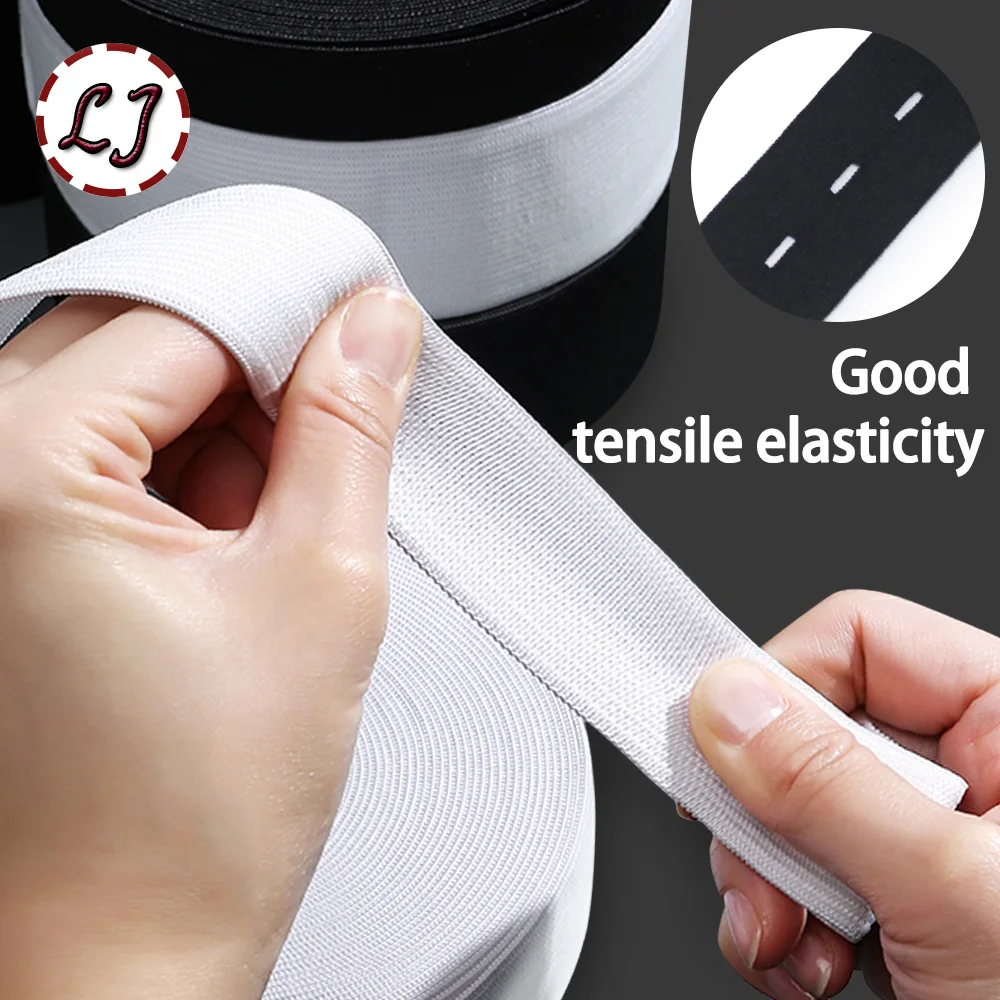 New 8 Yarn Black White Flat Elastic Band Rubber Band Tape For Sewing Clothing Pants Accessories Stretch Belt Ribbon Garment DIY