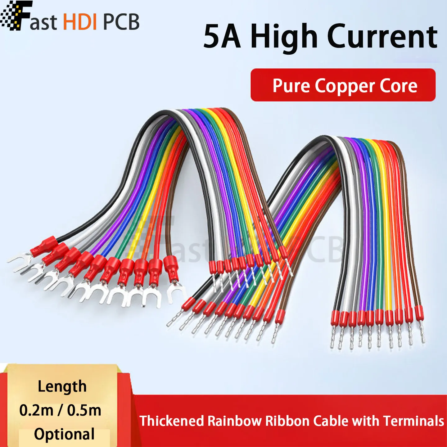 10P Colorful Ribbon Cable with Terminals Pure Copper 0.3mm² 0.5mm² Tube/U-Type Ferrule Connector Wire for PLC Controller Powerl
