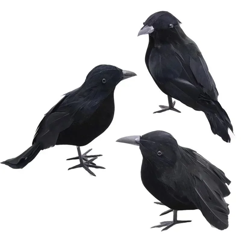 1pc/3pcs Black Crow Fake Bird Toys Feather Animal Bird Repellent Pest Props Party Supplies Garden Statues Sculptures Outdoor