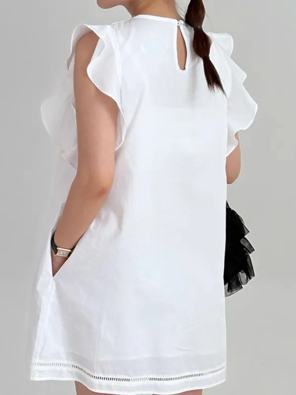 

Dongda Summer Pure Color Sweet Faion Ruffle Sve Doll Dr Свободная женская одежда с цветочным принтом Maxi Dr Casual Sle