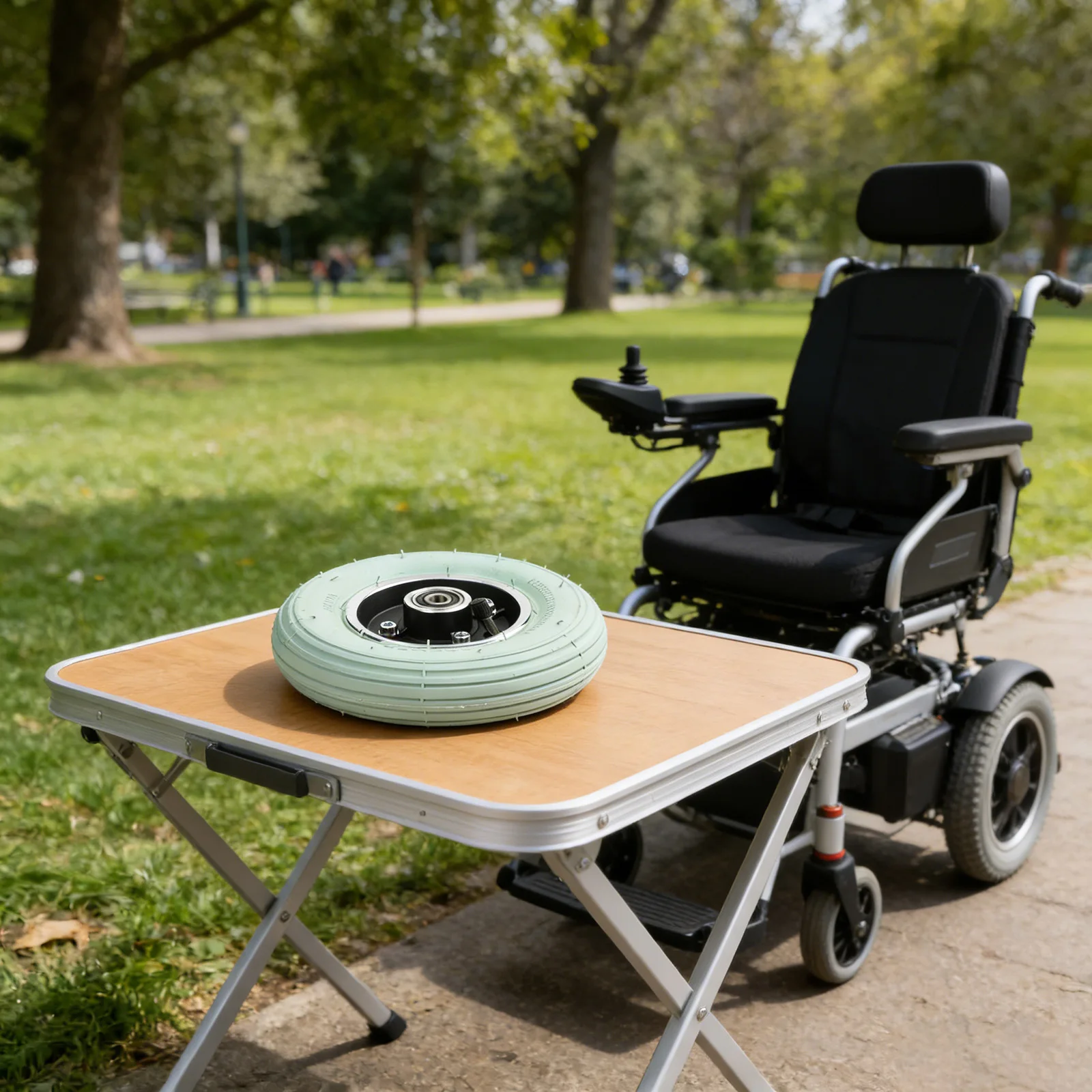 200x50 mm Front Swivel Wheel for Electric Wheelchairs with Pneumatic Tire and Precision-Fit 48mm Axle Bore Dimension