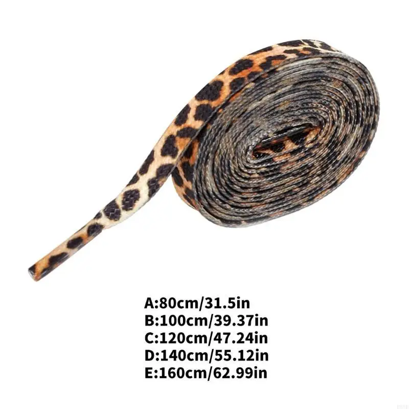 B95F Leopard Print Tie Dye Shoelaces Polyester Shoe Laces Shoelaces for Adults Teens Kids Sneakers Trainers Shoe Decoration