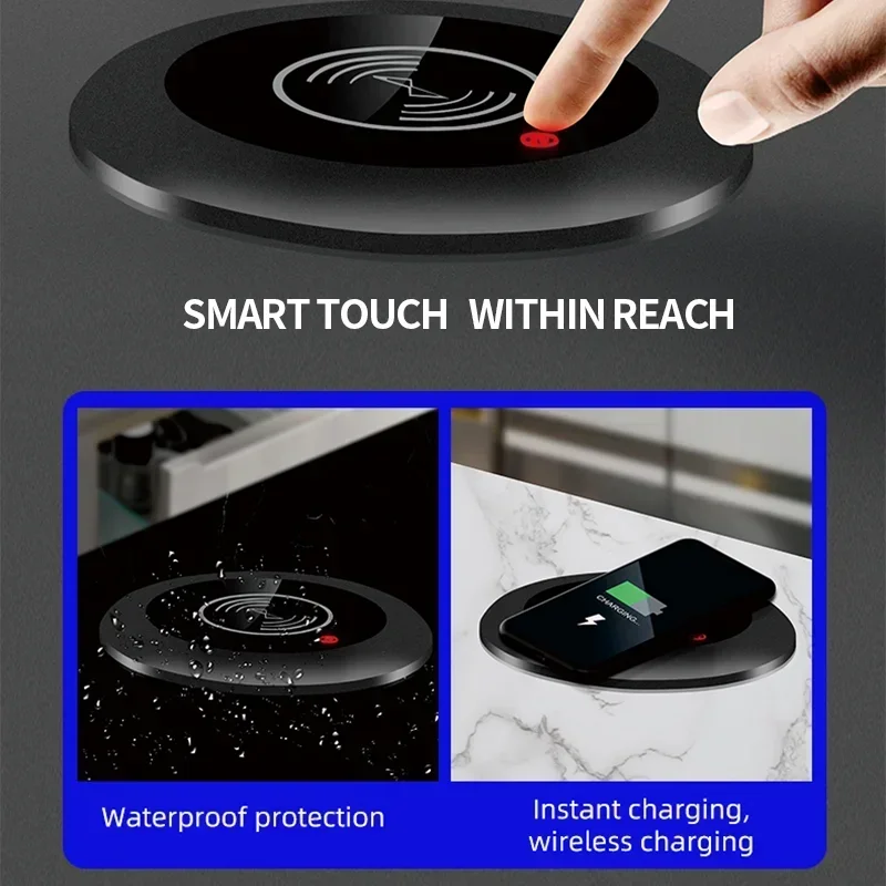 Motorized Pop up Socket Wireless Charger Automatic Power Plug Desktop Worktop Table,US UK Eu Fr Socket USB Type-C Lift Socket