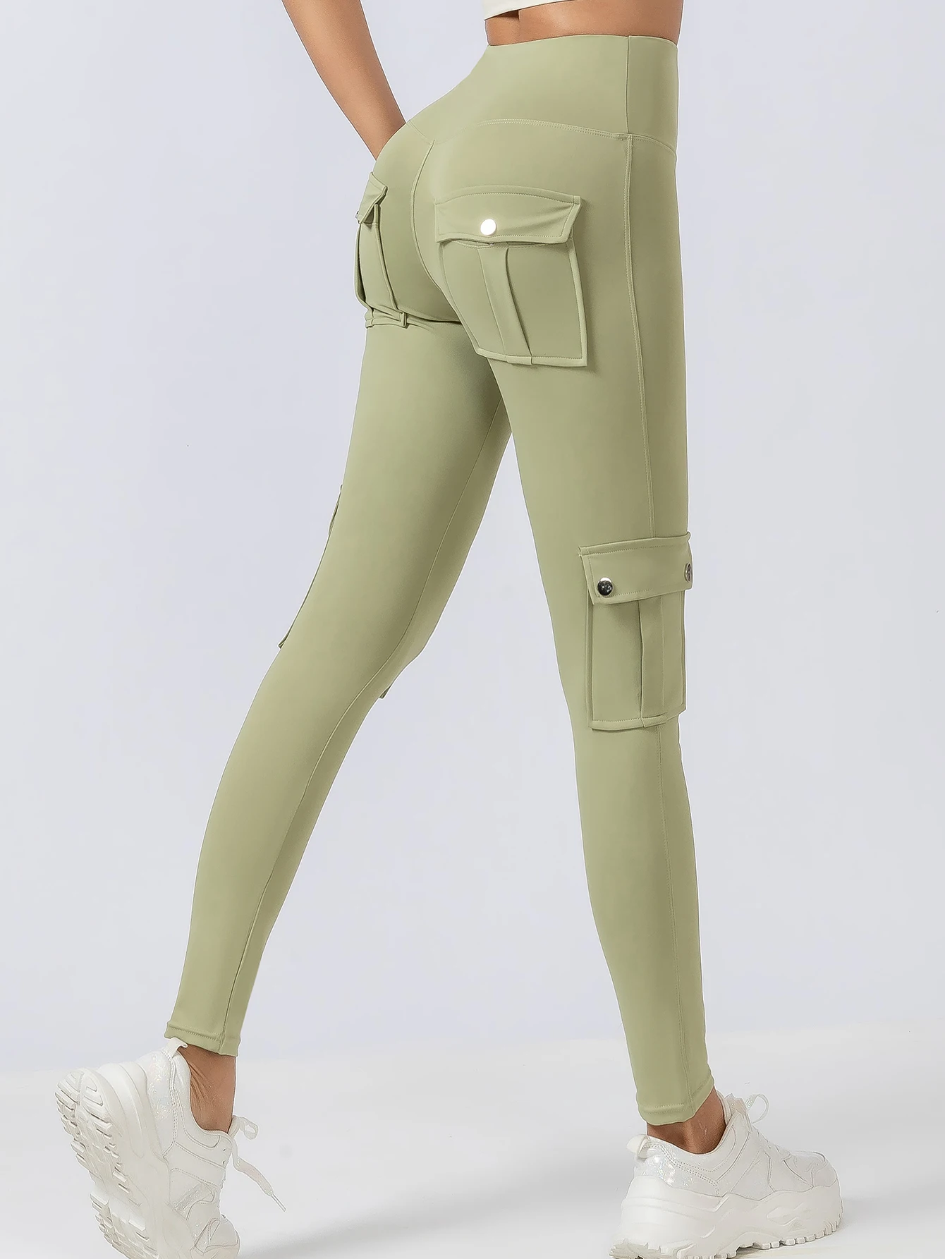 Cargo pants multi-pocket hip lift fitness exercise tight high-waisted yoga training pants