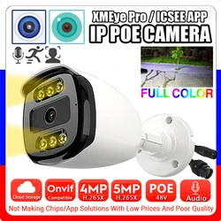 Xmeye Pro ses renk gece görüş IP POE kamera 5MP 4MP H.265 HD Mic açık su geçirmez Onvif Ai yüz/hareket algılama kamerası