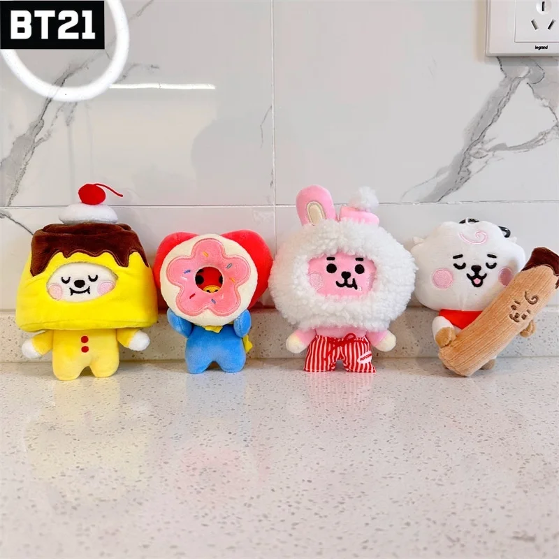 BT21 Popular Anime Kawaii COOKY KOYA Plush keychain pendant 10CM small animal cross-dressing dessert cake plush doll backpack pe