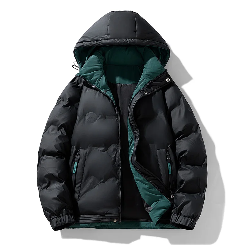 

Men's Casual Hooded Jacket Cotton Parka Coat Autumn Winter Hooded Cotton Padded Jacket Windproof Outdoor Travel Outwear Clothes
