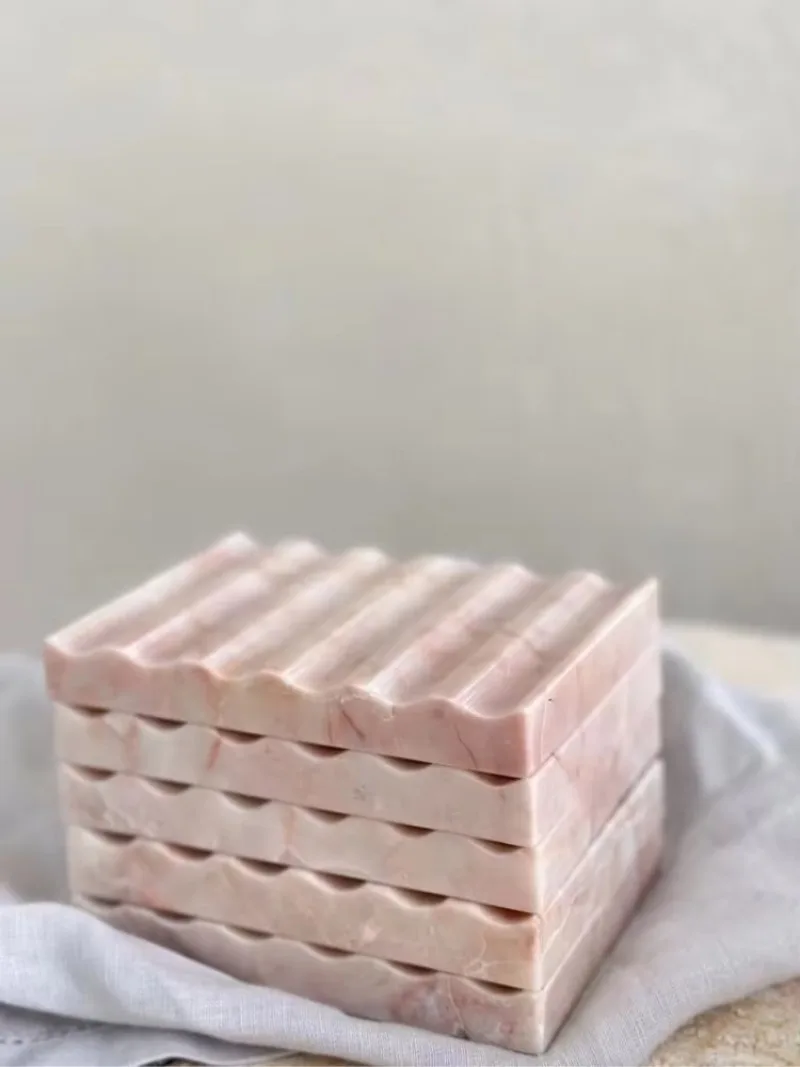 Handmade Stone Soap Dishes Box for Bathroom Sink Kitchen Counter Storage Organizer Groove Natural Drain Home Decoration Decor