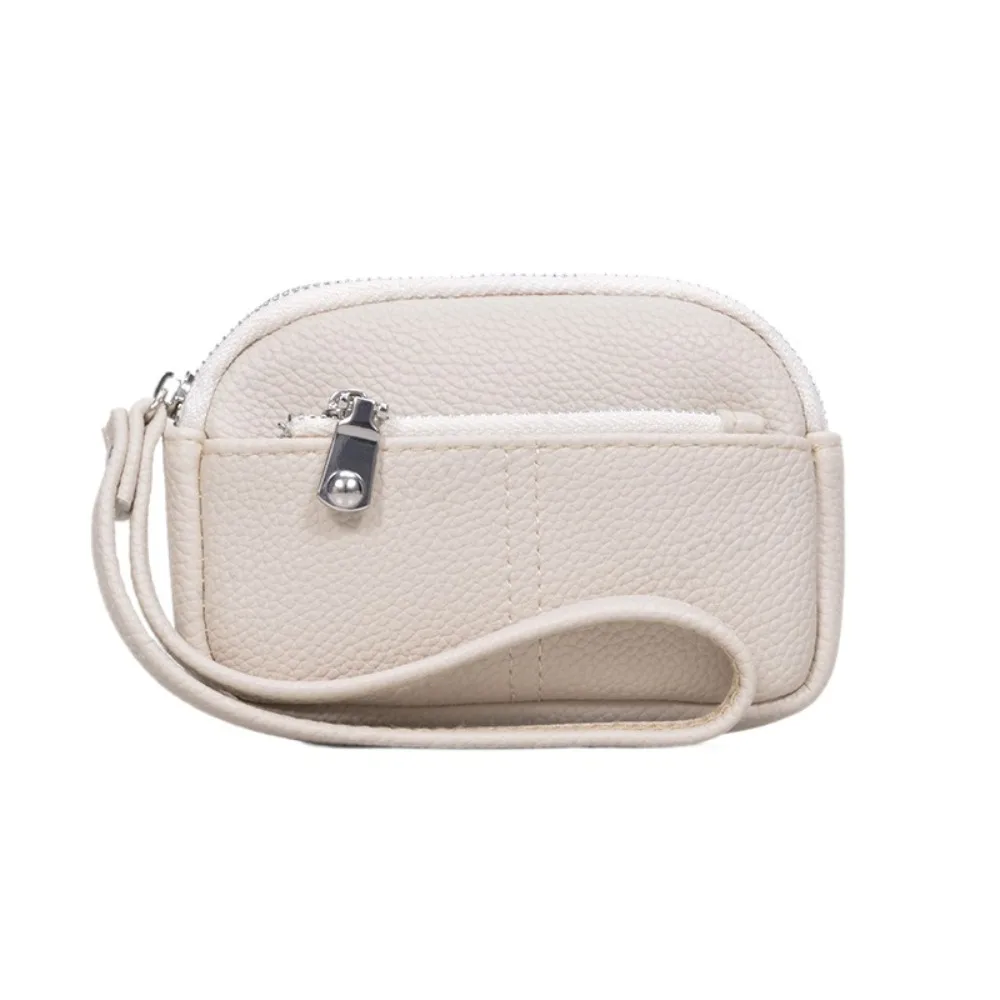 Mini Cash Bag Card Holder PU Leather Mini Wallet Key Case Lightweight Zipper Coin Purse Portable Organizer Wrist Key Bag Gift