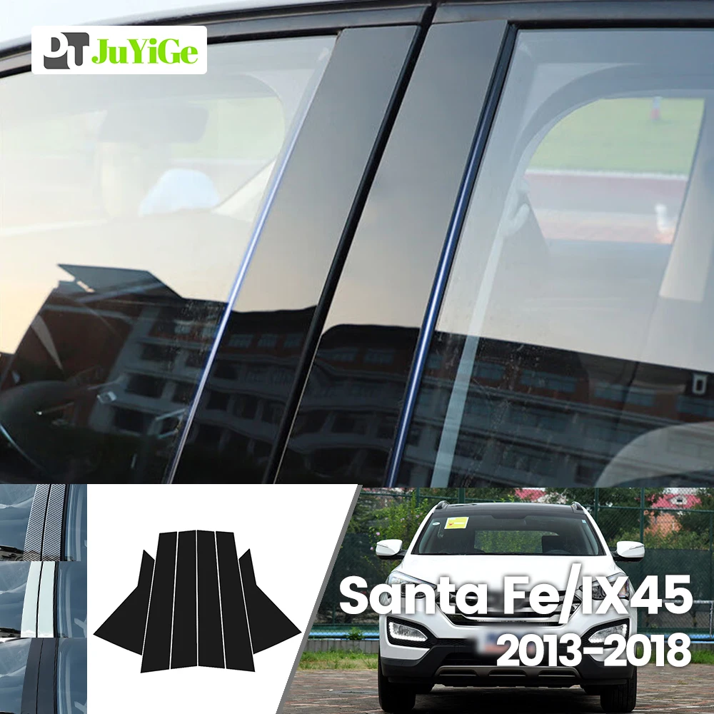 

For Hyundai Santa Fe IX45 2013-2018 2014 2015 2016 Bright Black Carbon Fibre Window Door B C Sticker