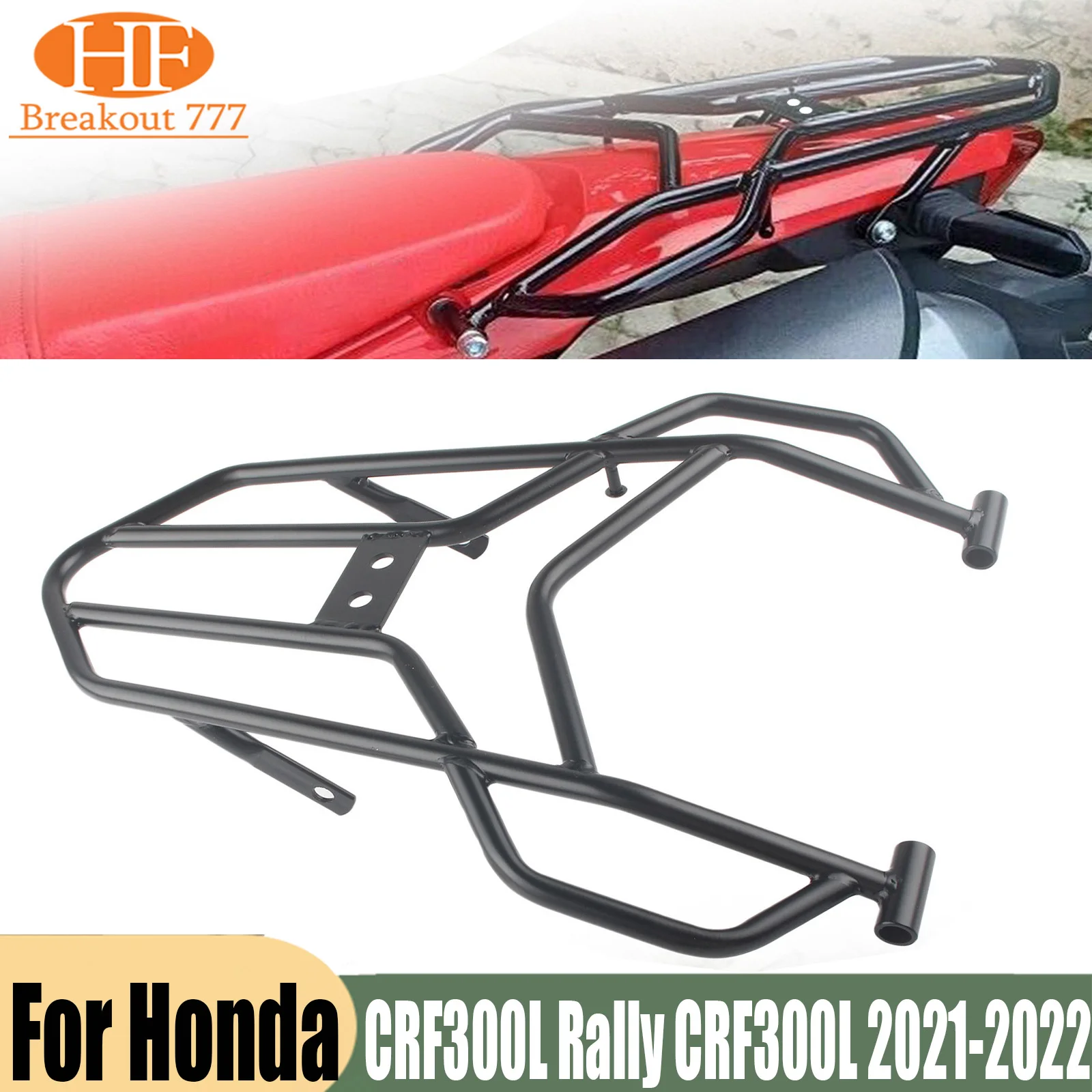 For Honda CRF300L CRF250L Rally CRF300L 2021-2022 Rear Luggage Cargo Rack with Hand Grip Bar Luggage Carrier Board Luggage Rack