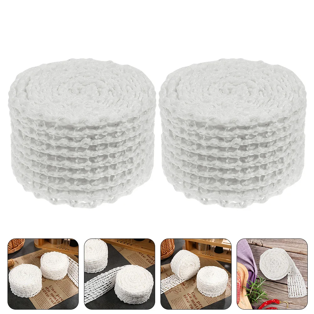 

2 Rolls Kitchen Sauce-flavored Barbecued Pork String Beef Netting Web Packaging Smoking Mesh Rubber Butcher Meat Material
