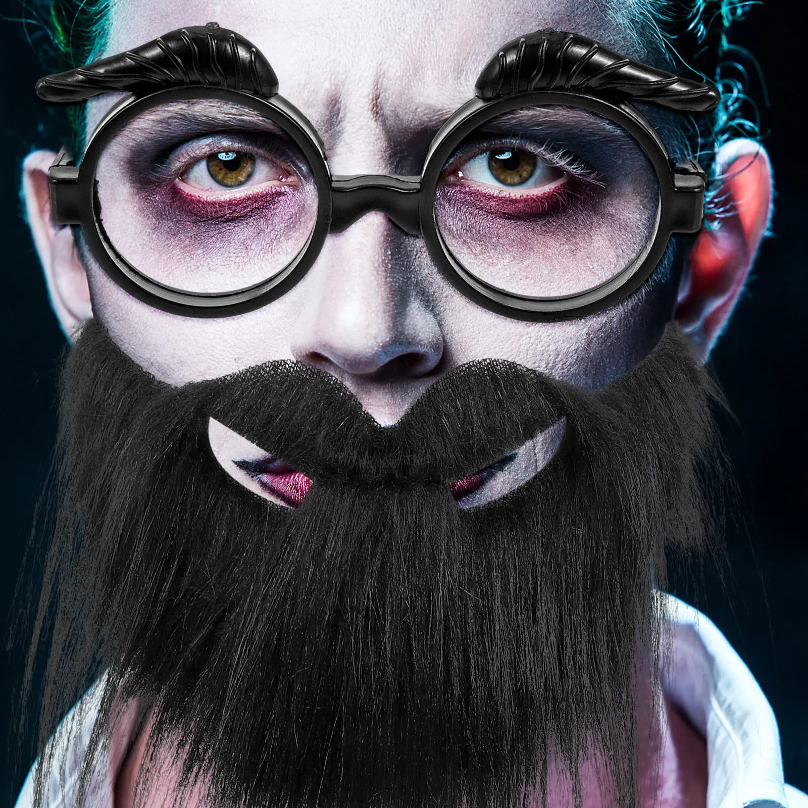 2Sets Beard Glasses Set for Old Man Costume Fake Mustache Props Lightweight Role Play Party Accessory Fun Gag Gift for Adults