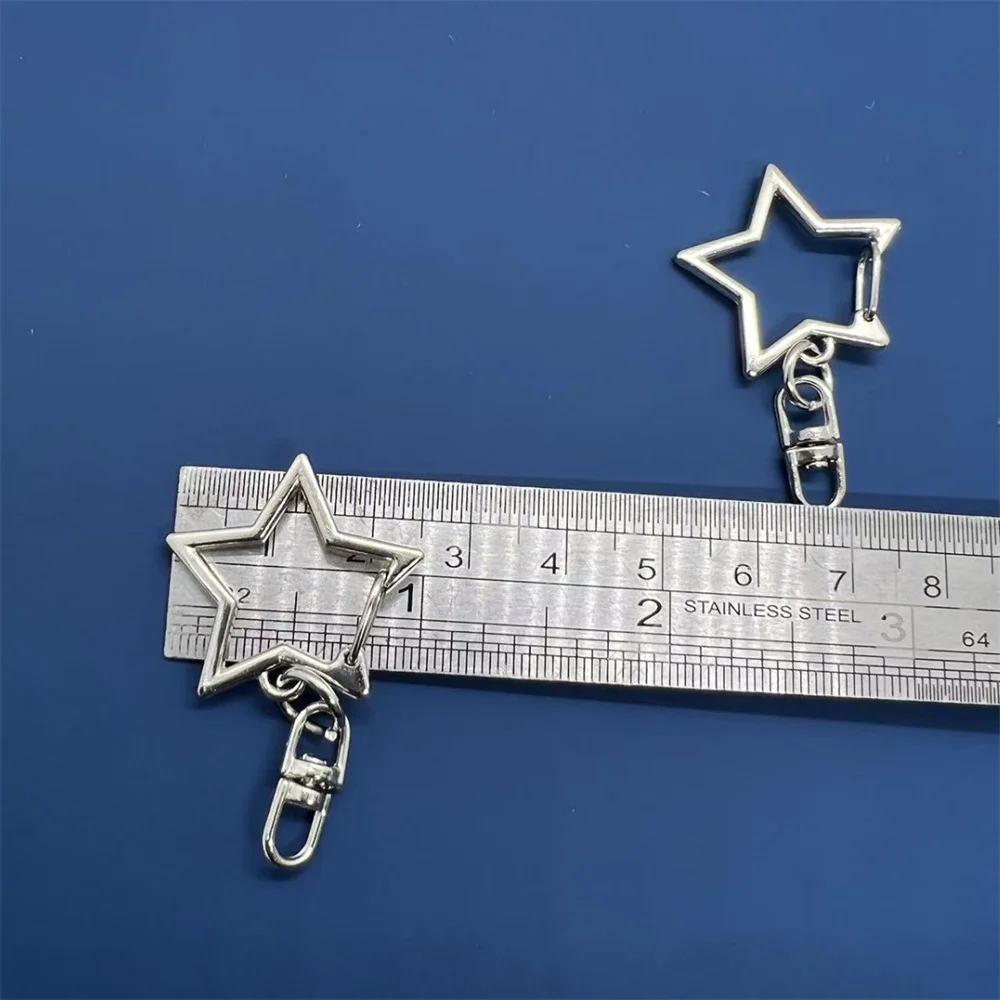 10Pcs New Star Pentagram Hollow Key Chain Rings Keychain DIY Accessories Lobster Clasp Keyring Jewelry Making Findings