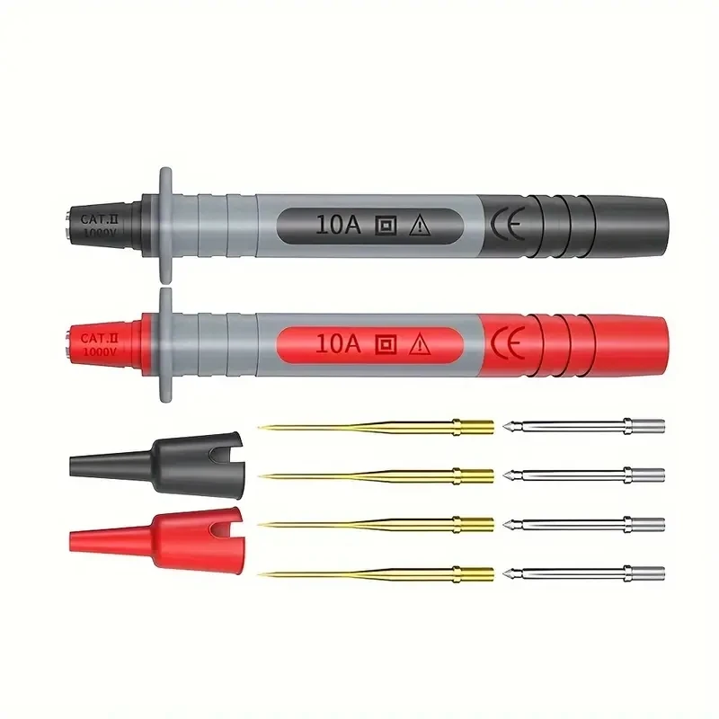 Cleqee P8003 Series Multimeter Test Probe Set with 4mm Banana Plug Adapter Replaceable 1mm/2mm Needle Pin Multi-purpose Test Pen