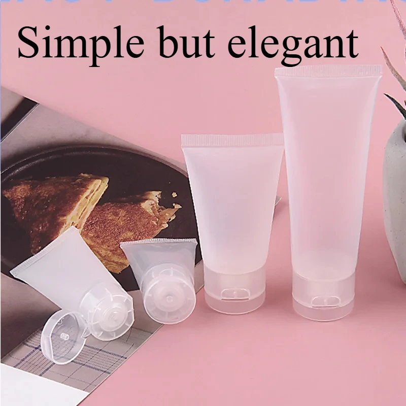 2 Pcs Portable Oral Care Hose Squeeze Bottle Lip Balm Toothpaste Dispenser Bottle Small Sample Empty Bottle White Clear Smooth