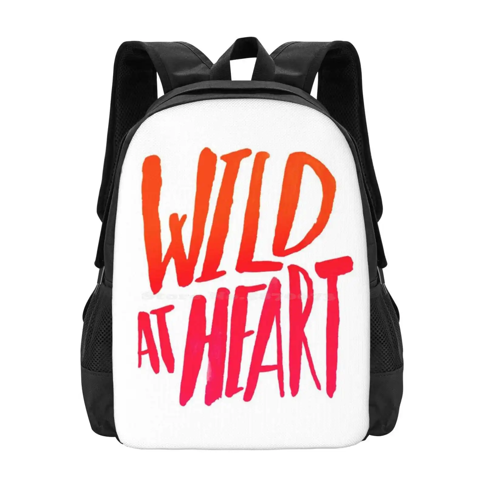 Wild At Heart-Typography Flame Ombre Backpacks For School Teenagers Girls Travel Bags Wild At Heart Ombre Pink Orange Flame