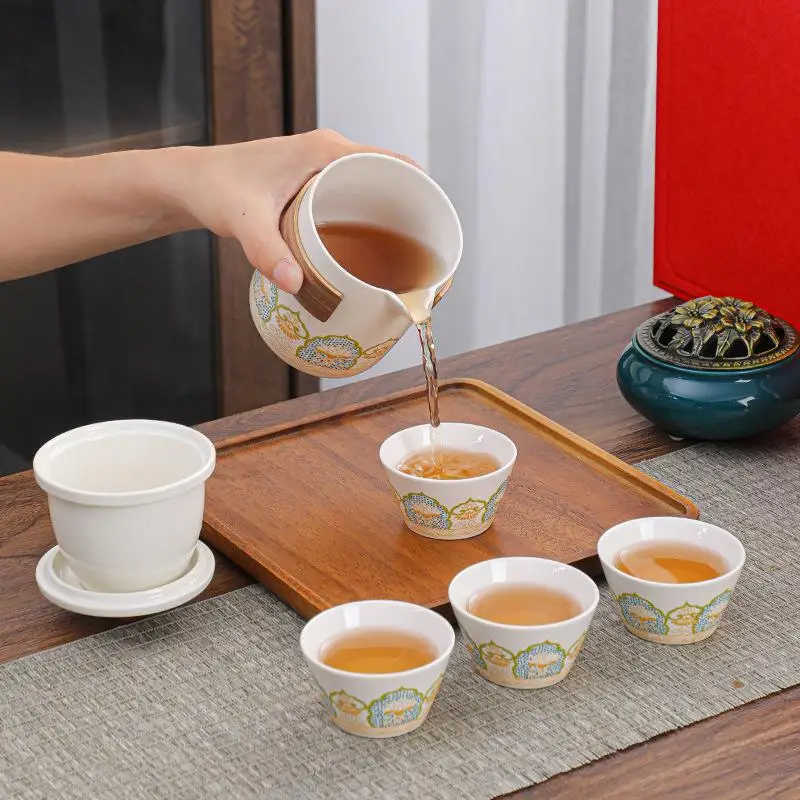 Creative Corporate Event Gift Ceramic Tea Set with Logo for Clients Practical Business Accompanying Gift