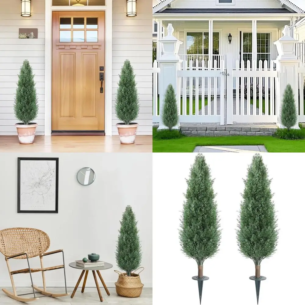 

Набор из 2 искусственных деревьев-топиарей из самшита высотой 36 дюймов для улицы, с колышками для крепления к земле, для декора дома и веранды