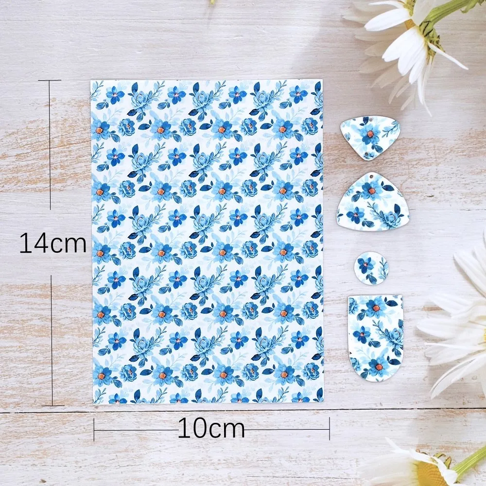 SNASAN Polymer Clay Color Flowers Watercolor Transfer Paper Soft Pottery Ornament Pendants Eearrings Jewelry Making Materials