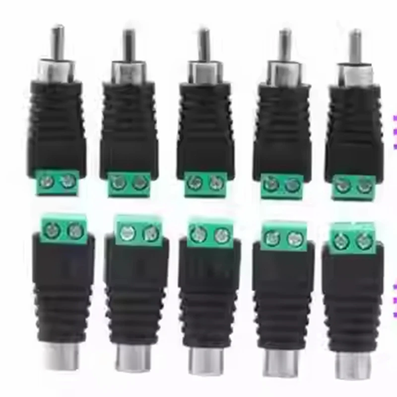 Solder-free AV plug and socket, male connector, solder-free AV connector, green terminal, lotus-shaped male plug