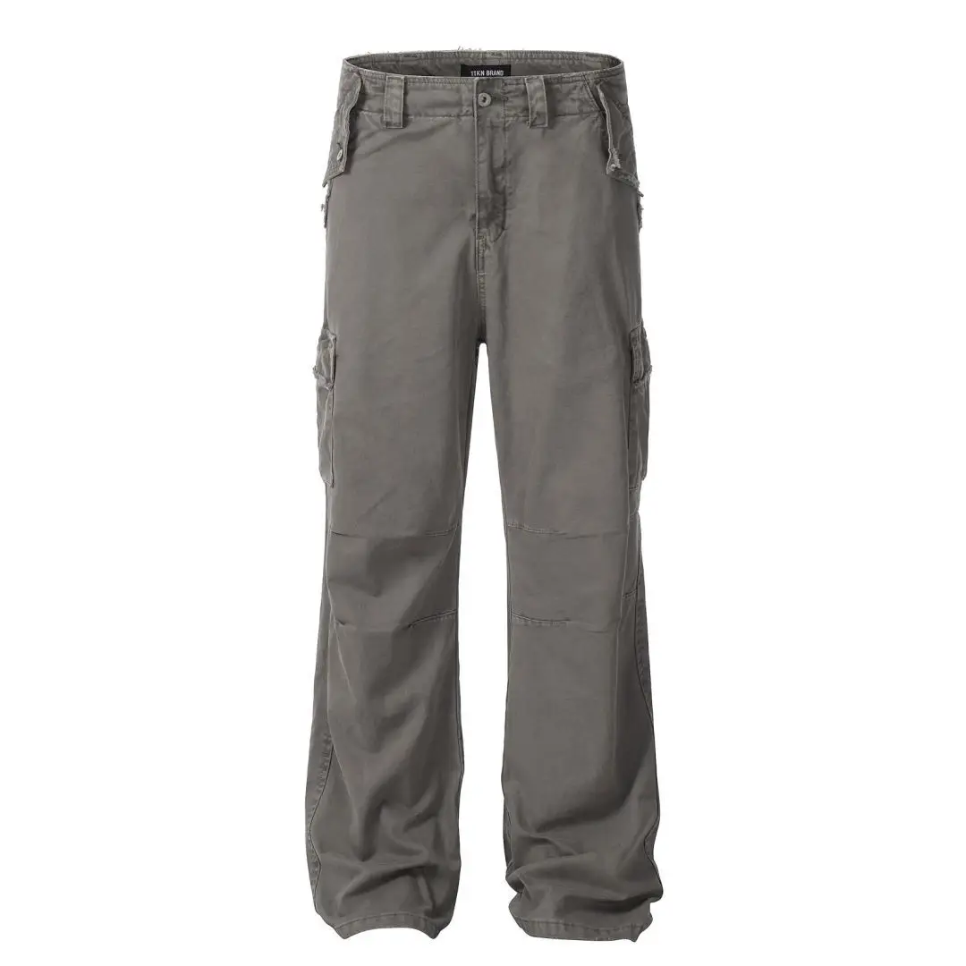 

High Quality Hip-Hop American High-Street Vintage Wide-Leg Straight Cut Designer Casual Men's Denim Pants / Jeans Streetwear